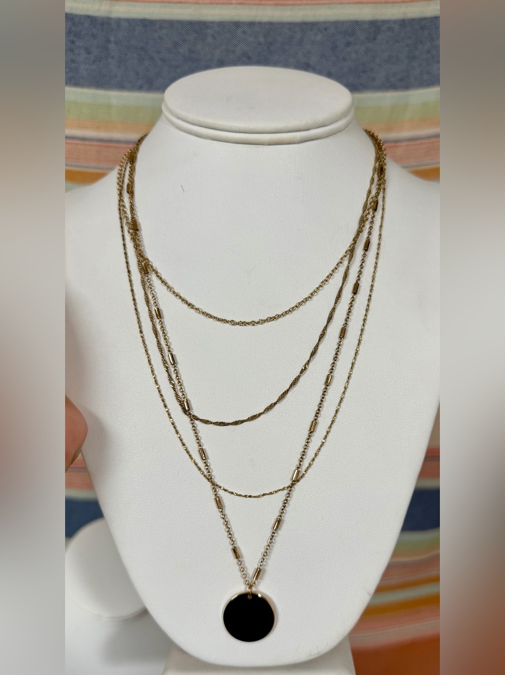 Francesca's Collections Layered Gold Tone Necklace with Pendant